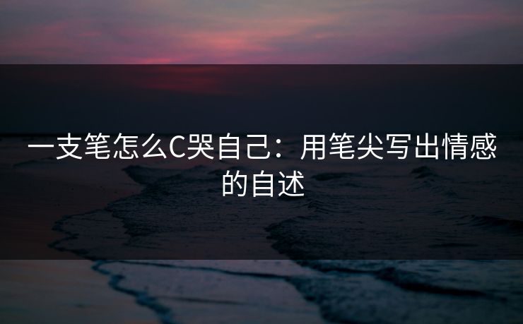 一支笔怎么C哭自己：用笔尖写出情感的自述