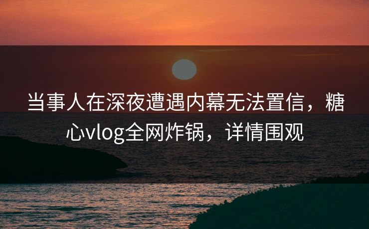 当事人在深夜遭遇内幕无法置信，糖心vlog全网炸锅，详情围观
