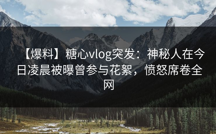 【爆料】糖心vlog突发:神秘人在今日凌晨被曝曾参与花絮,愤怒席卷全网 【爆料】糖心vlog突发:神秘人在今日凌晨被曝曾参与花絮,愤怒席卷全网